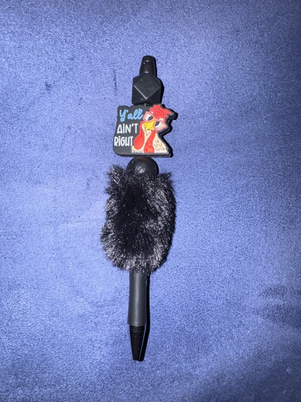 Novelty 'Y'all Ain't Right' Chicken Pen with Black Faux Fur, NEW